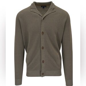 Peter Millar Men's Size S Sweater Sage Fog  Glasgow Linen & Wool Button Down NWT